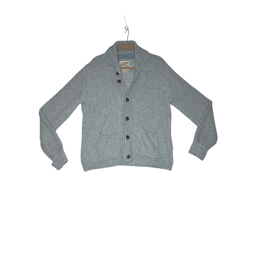 Grayers Outdoor Garments Light Blue Ribbed Shawl Collar Cardigan Sweater 
M's L